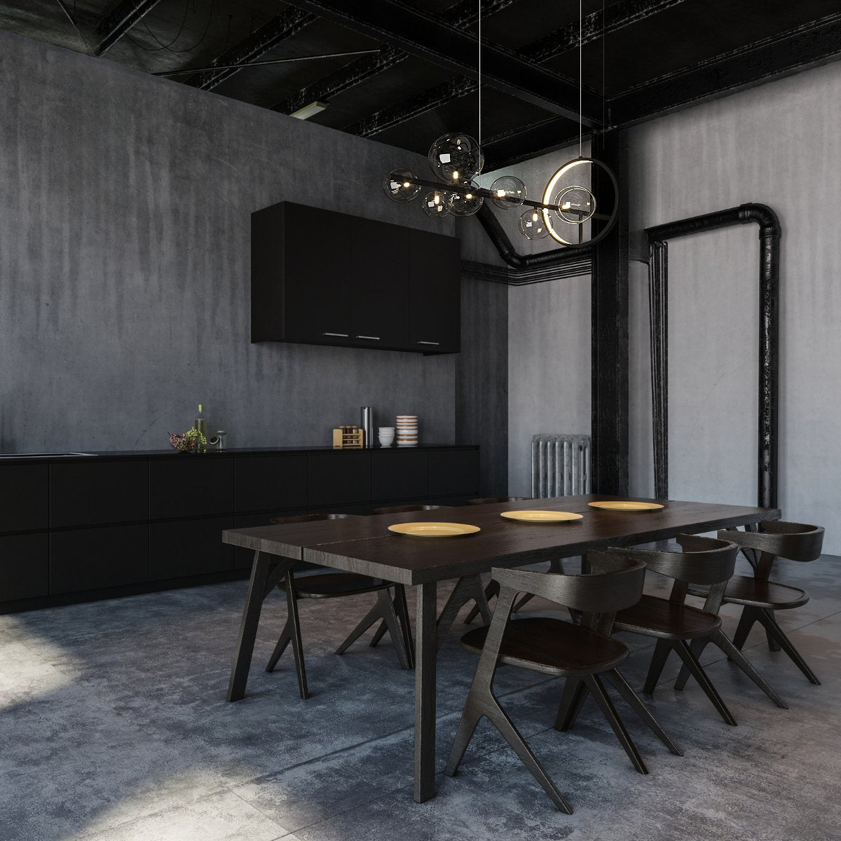 Alessio Noir - Nordic Linear Matte Black Iron Chandelier - Contempo.haus