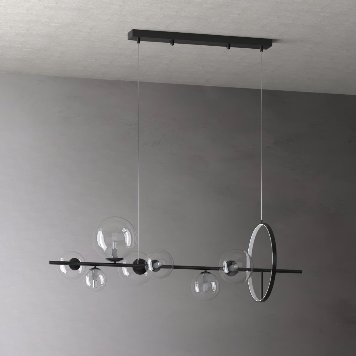 Alessio Noir - Nordic Linear Matte Black Iron Chandelier - Contempo.haus