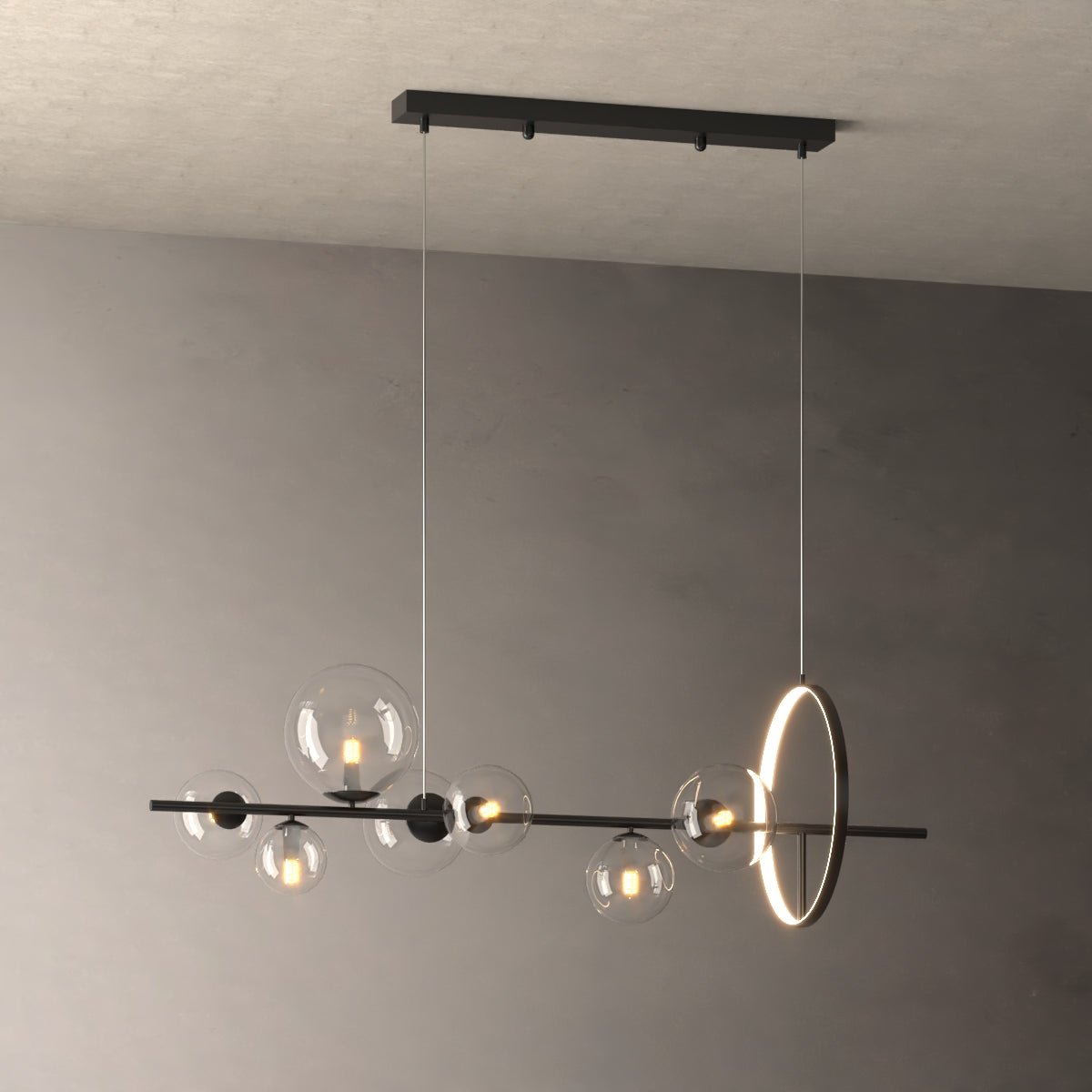 Alessio Noir - Nordic Linear Matte Black Iron Chandelier - Contempo.haus