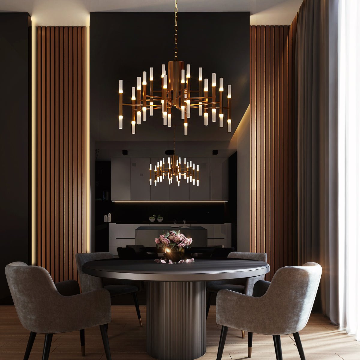 Amelia Moderne - Postmodern French-inspired Gold-Finish Chandelier - Contempo.haus