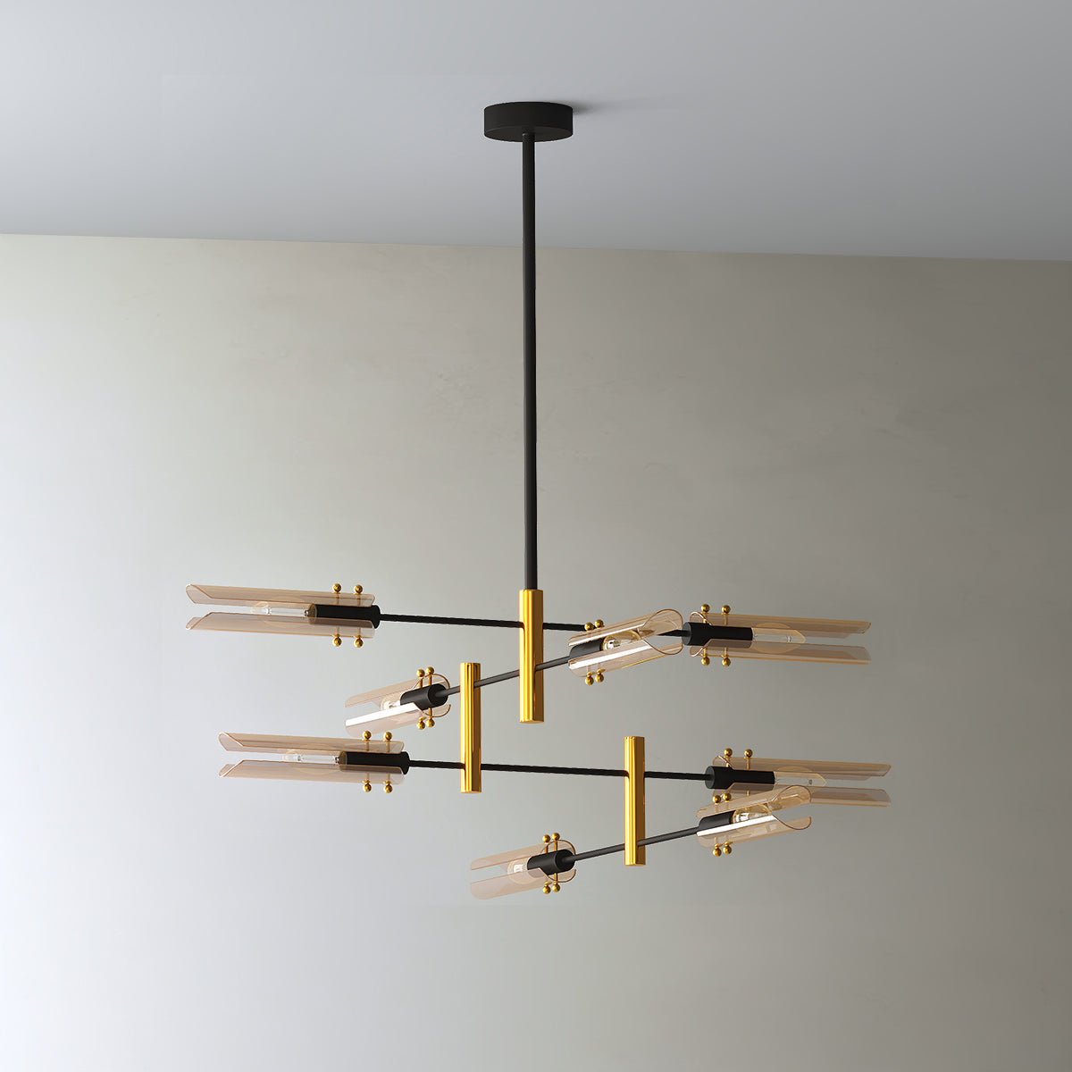 Arnold Bernstein - Retro Vintage Tube Gold-Finish Chandelier - Contempo.haus