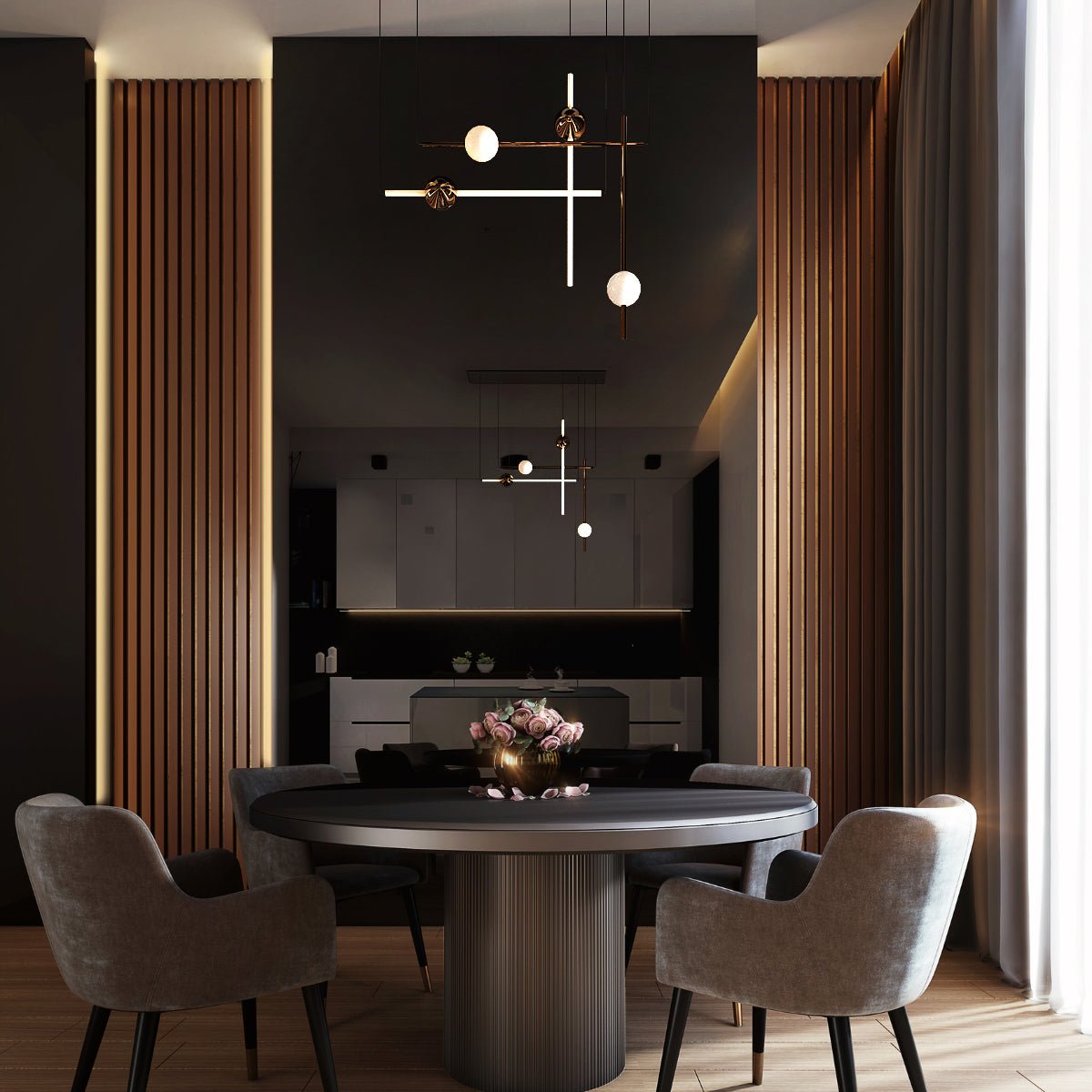 Aurelia Brillante -Minimalist Brass Modern Chandelier - Contempo.haus