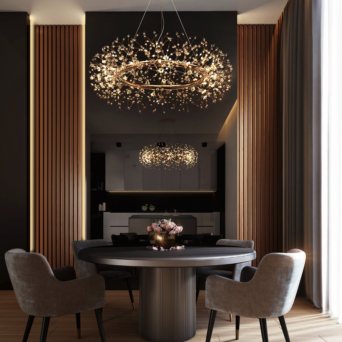 Elisa Gramercy Halo - Starbrust Circular chandelier crystal bursts - Contempo.haus