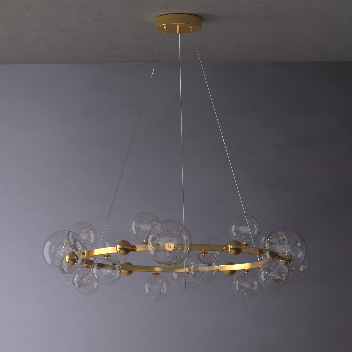 Falko Globus - Nordic Modern Gold Ring Glass Crystal Globe Chandelier - Contempo.haus