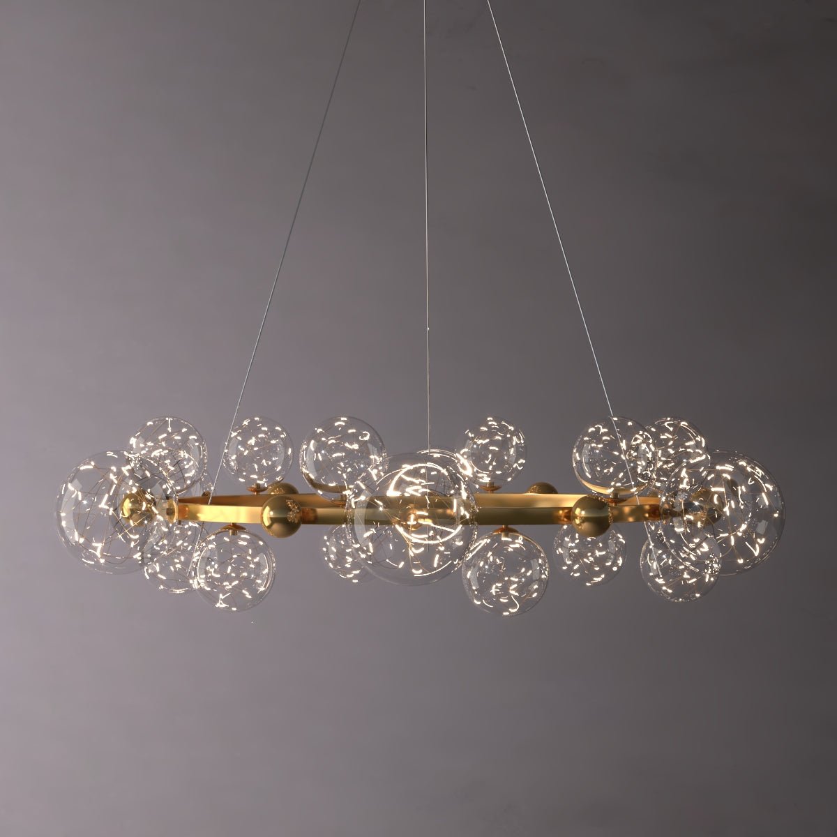 Falko Globus - Nordic Modern Gold Ring Glass Crystal Globe Chandelier - Contempo.haus