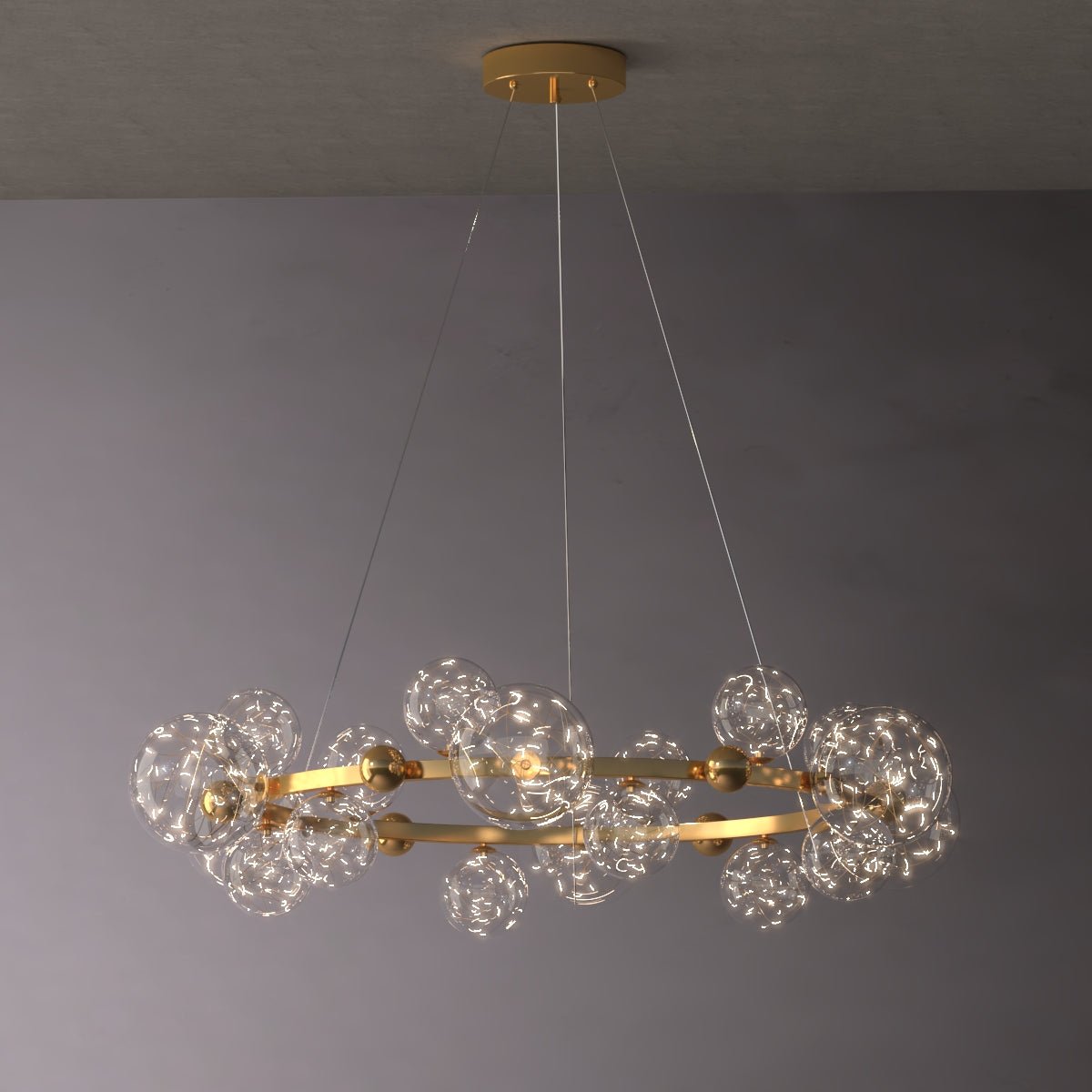 Falko Globus - Nordic Modern Gold Ring Glass Crystal Globe Chandelier - Contempo.haus