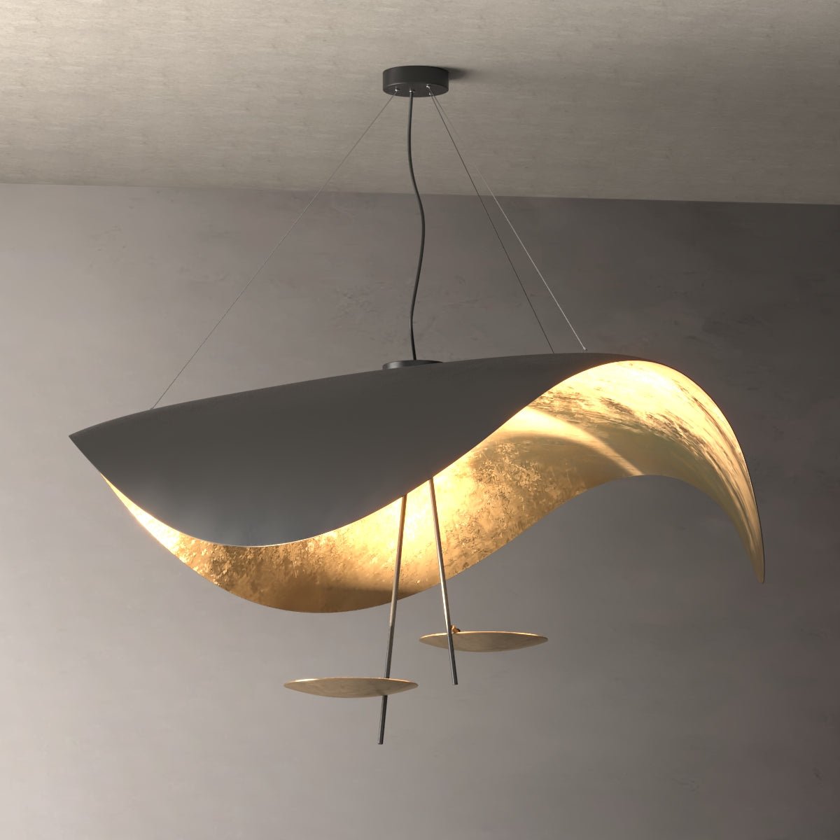 Foglia Chiara - Modern Metallic Gold Finish Pendant Lighting - Contempo.haus