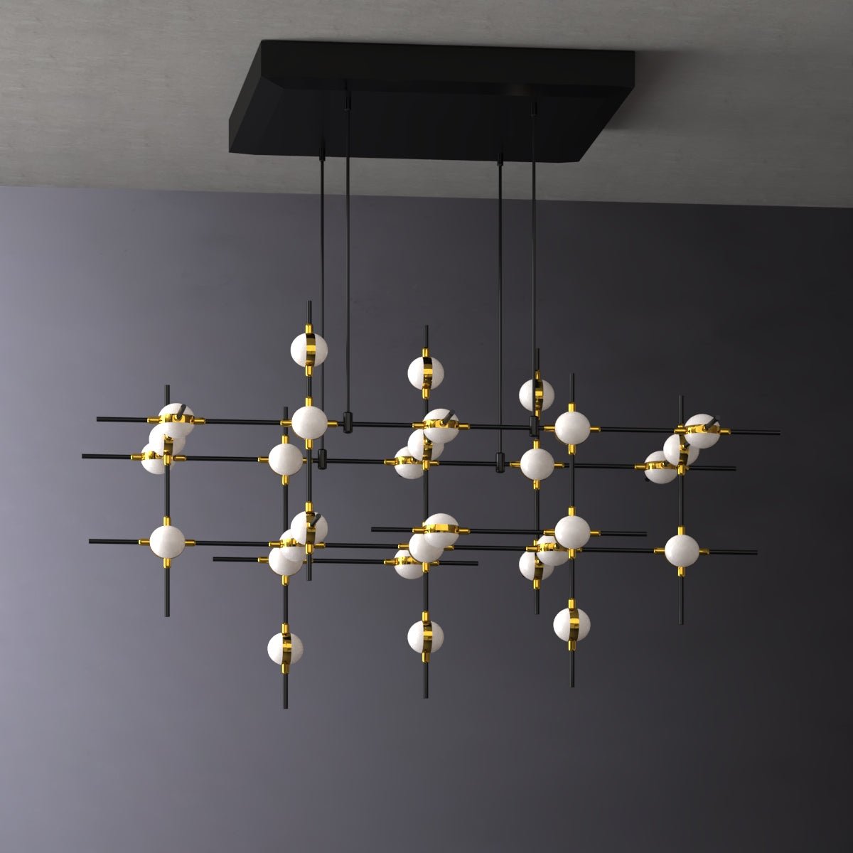 Gabriele Chiara - Floating Gold & Black Finished Hanging White Globe - Contempo.haus