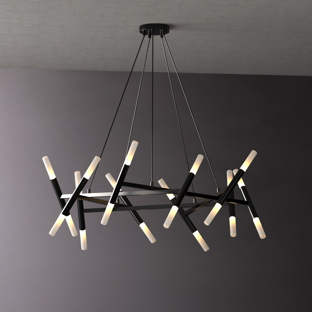 Katharina Abstrakt - Nordic Modern Black Tube Chandelier - Contempo.haus