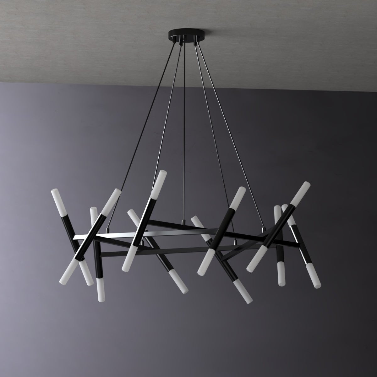 Katharina Abstrakt - Nordic Modern Black Tube Chandelier - Contempo.haus