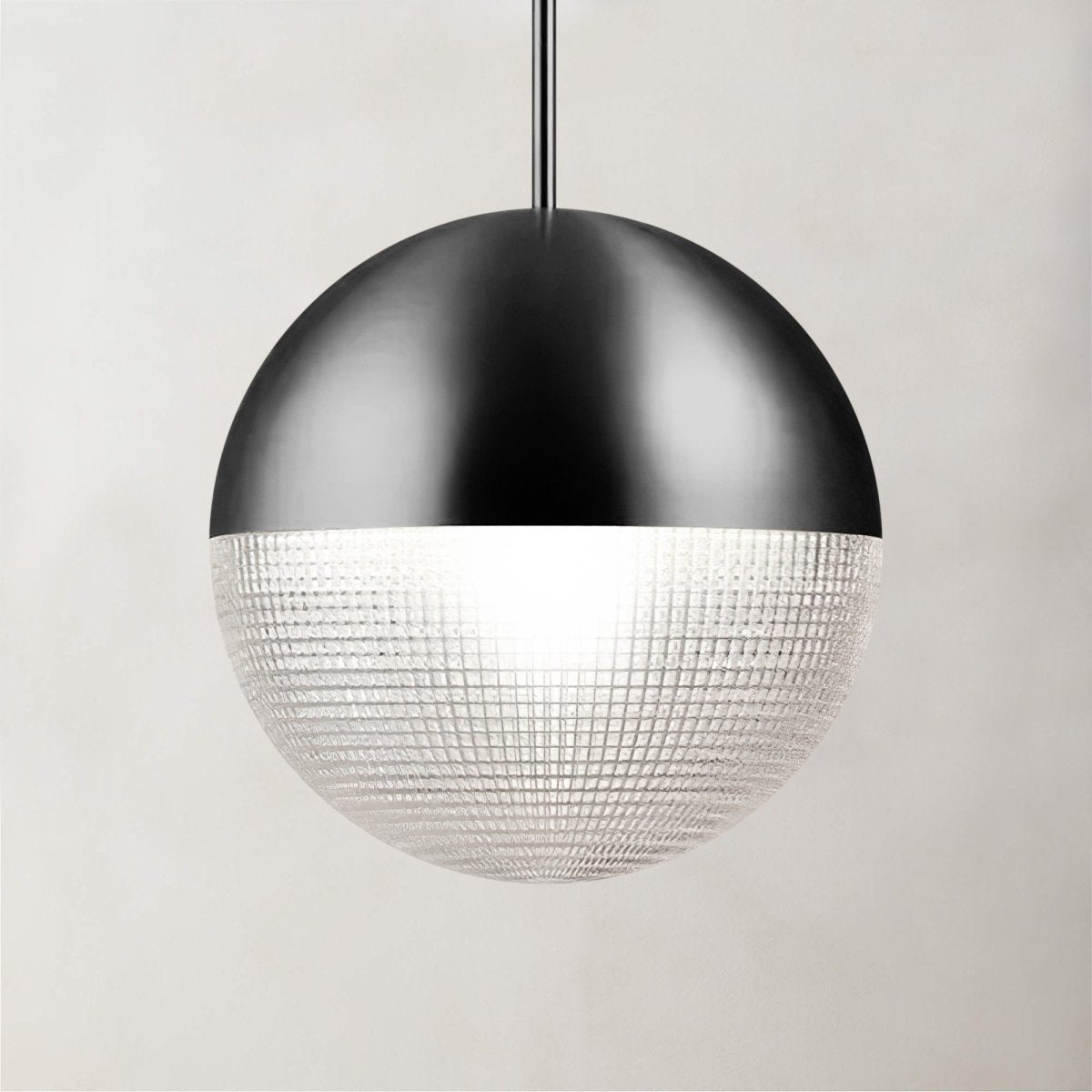 Lea Laiton - Modern Black Gold Half-Glass Dome Hanging Pendant Light - Contempo.haus