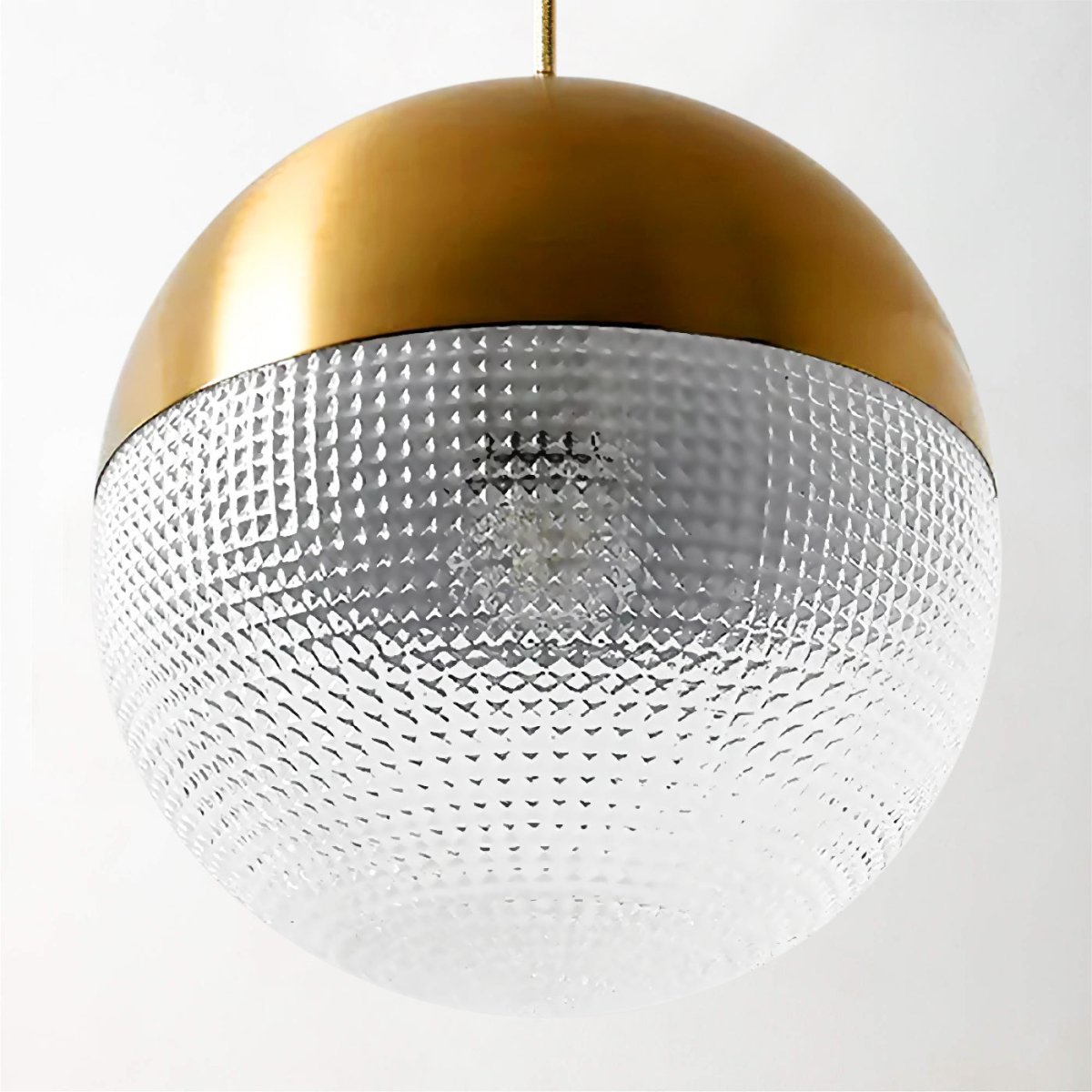 Lea Laiton - Modern Black Gold Half-Glass Dome Hanging Pendant Light - Contempo.haus