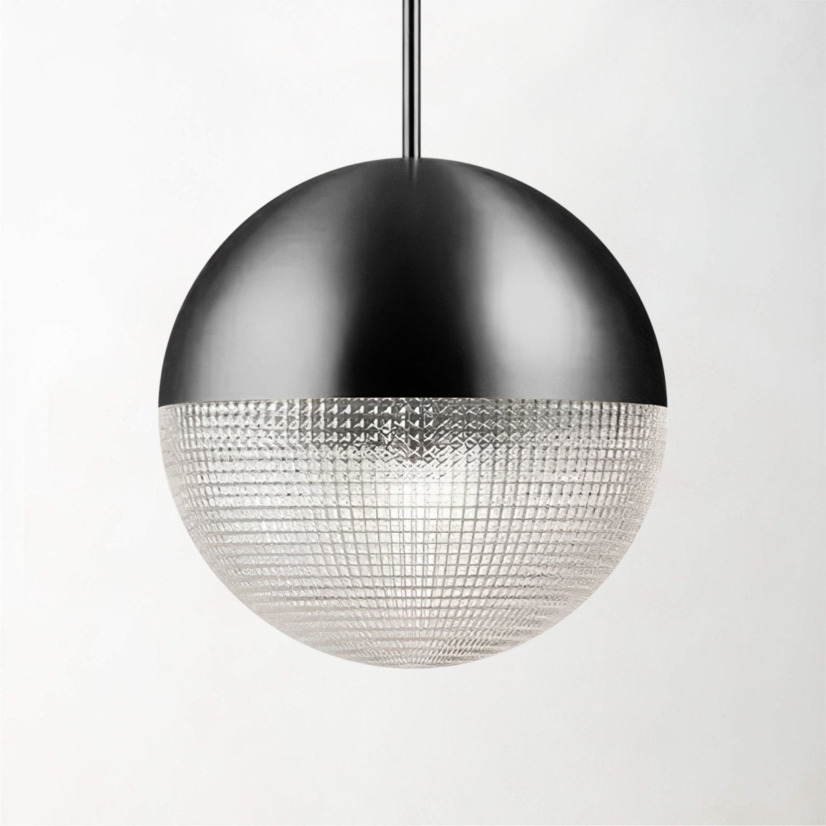 Lea Laiton - Modern Black Gold Half-Glass Dome Hanging Pendant Light - Contempo.haus