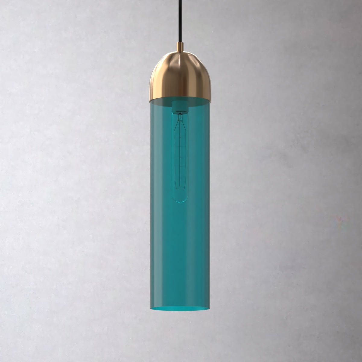 Leopol Blea - Brass-finish and cylindrical blue glass - Contempo.haus