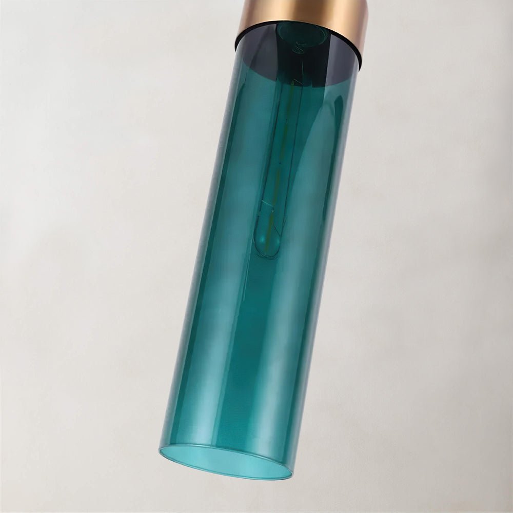 Leopol Blea - Brass-finish and cylindrical blue glass - Contempo.haus