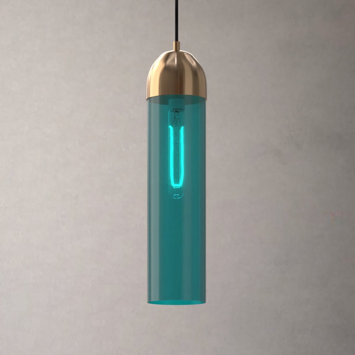 Leopol Blea - Brass-finish and cylindrical blue glass - Contempo.haus