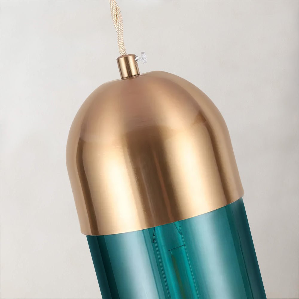 Leopol Blea - Brass-finish and cylindrical blue glass - Contempo.haus