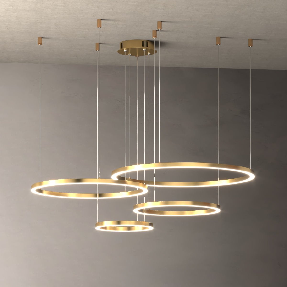 Lumi Cirkel - Multi-Ring Chandelier Minimalist Modern Gold Metallic - Contempo.haus