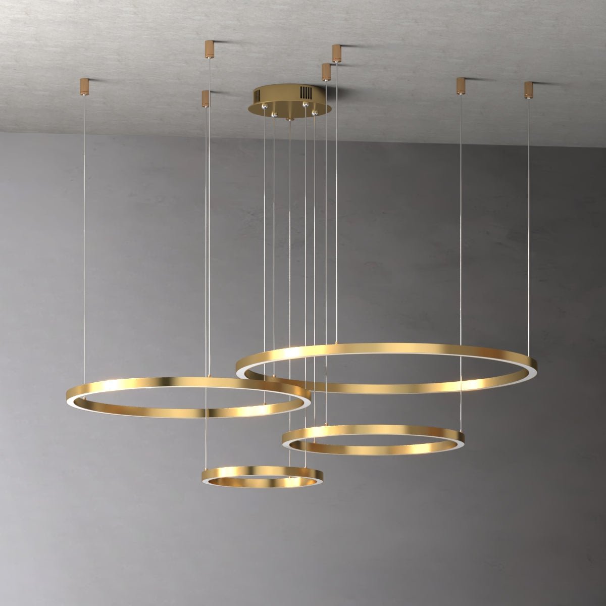 Lumi Cirkel - Multi-Ring Chandelier Minimalist Modern Gold Metallic - Contempo.haus