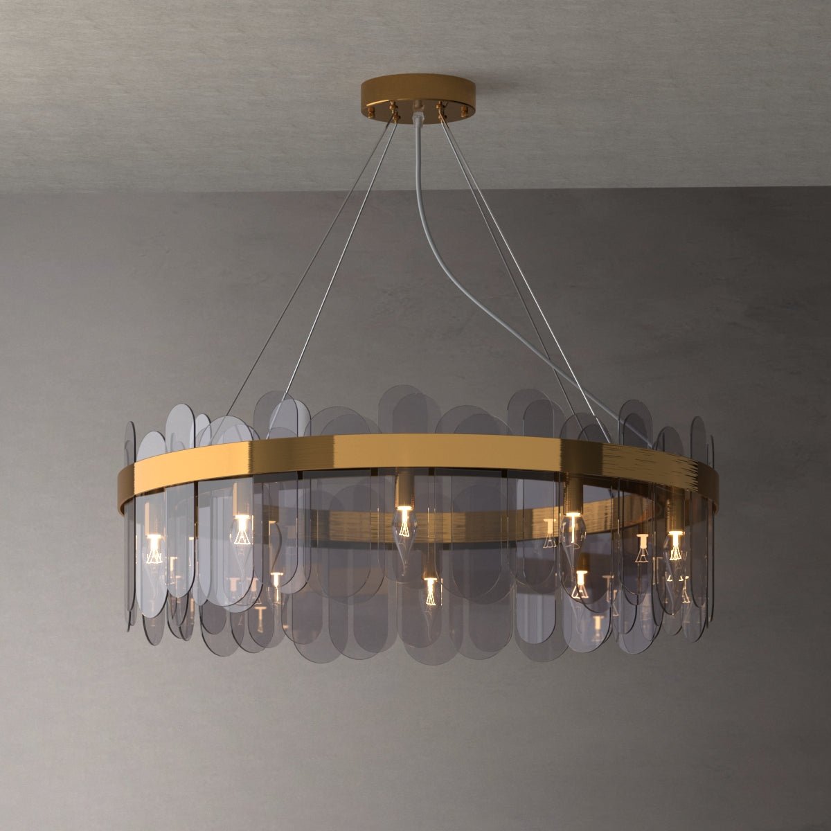 Luminus Oro - Nordic Post-Modern Gold Shaded Glass Ring Chandelier - Contempo.haus