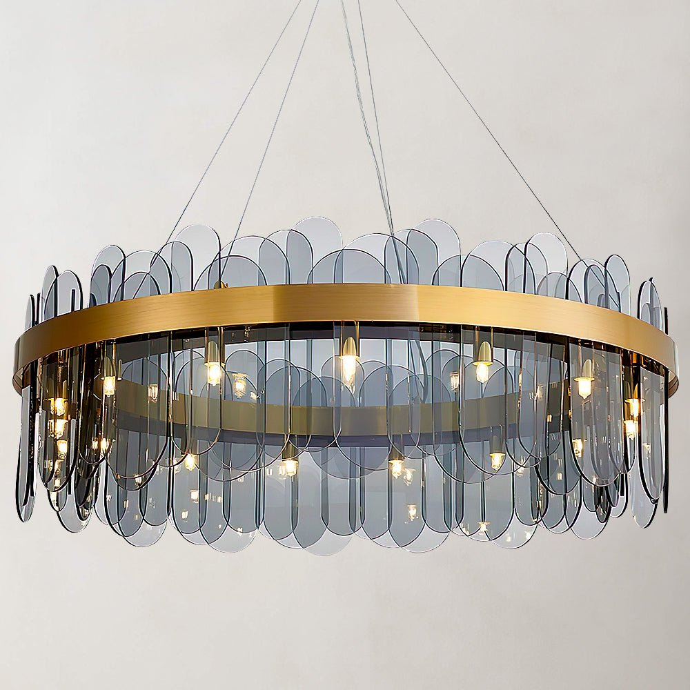 Luminus Oro - Nordic Post-Modern Gold Shaded Glass Ring Chandelier - Contempo.haus