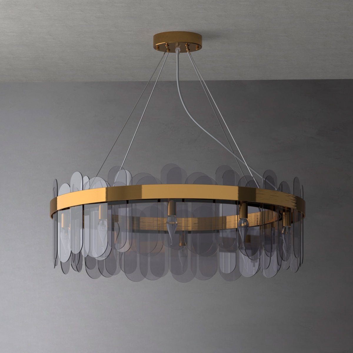 Luminus Oro - Nordic Post-Modern Gold Shaded Glass Ring Chandelier - Contempo.haus