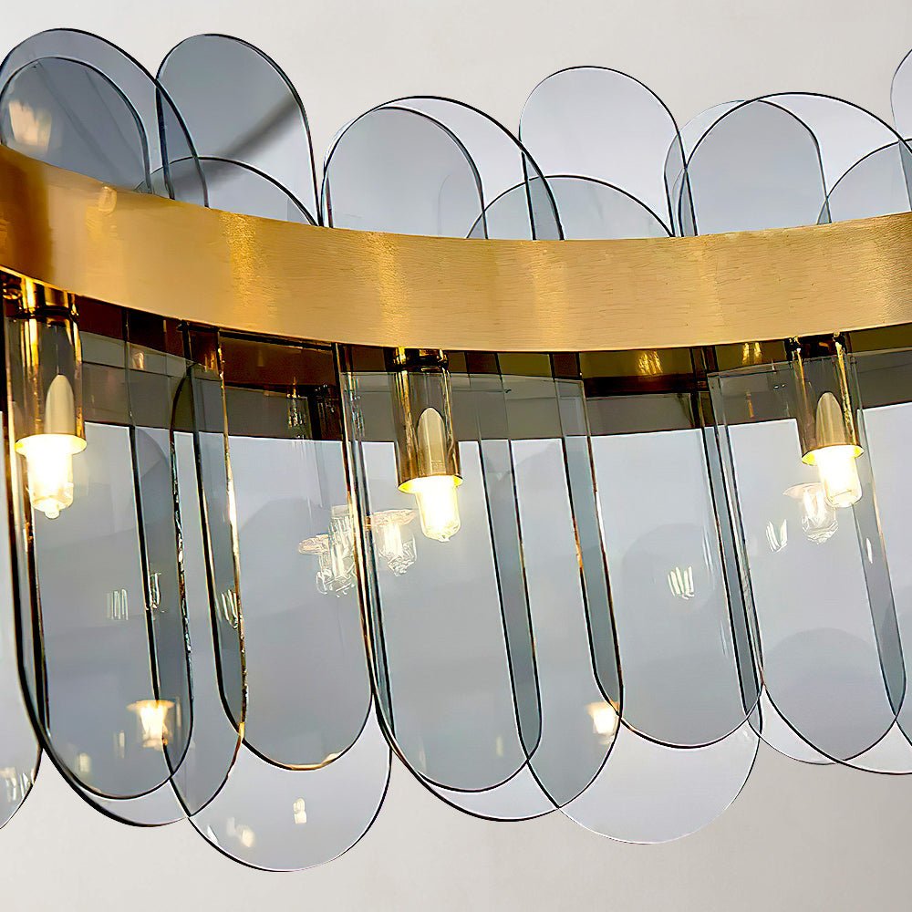 Luminus Oro - Nordic Post-Modern Gold Shaded Glass Ring Chandelier - Contempo.haus