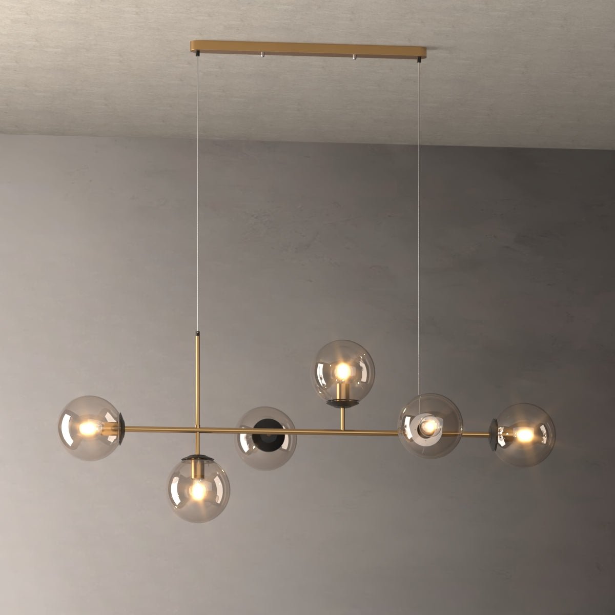 Malin Globus - Nordic Modern Gold 6-Bulb Chandelier Kitchen Island Dining Room - Contempo.haus