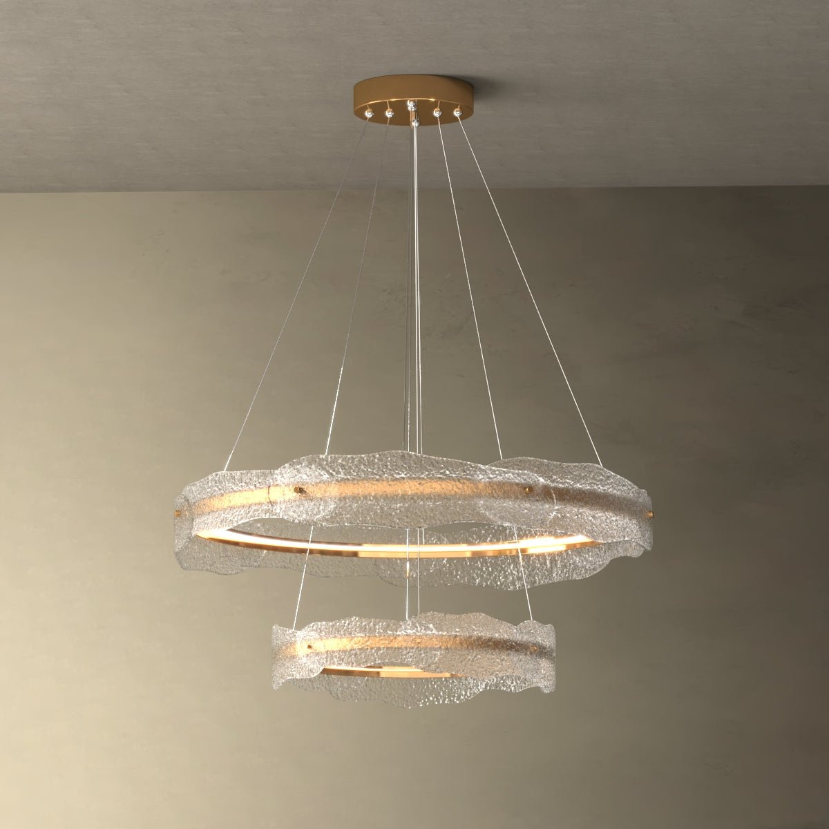 Océane Ripple - Post Modern Rose Gold Water Ripple Glass Ring Chandelier - Contempo.haus