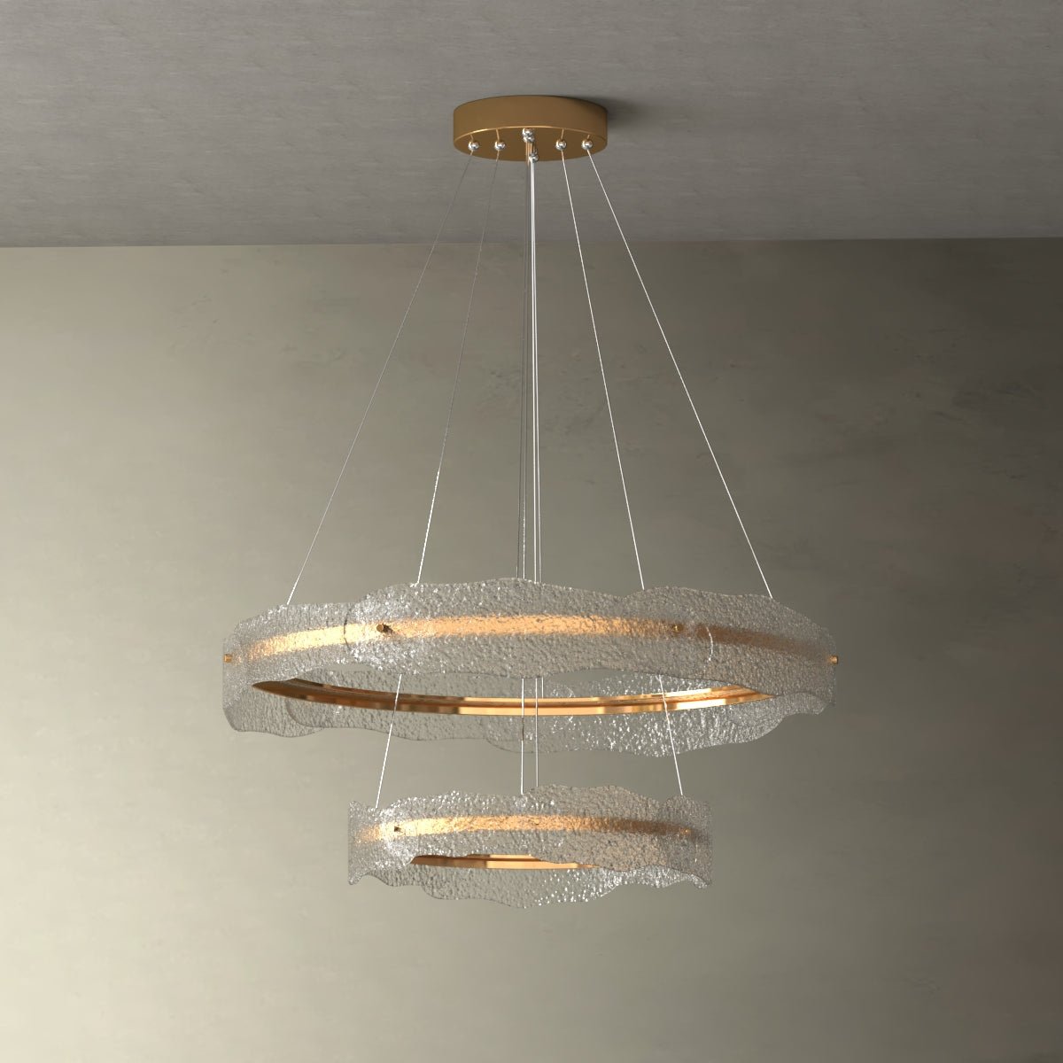 Océane Ripple - Post Modern Rose Gold Water Ripple Glass Ring Chandelier - Contempo.haus