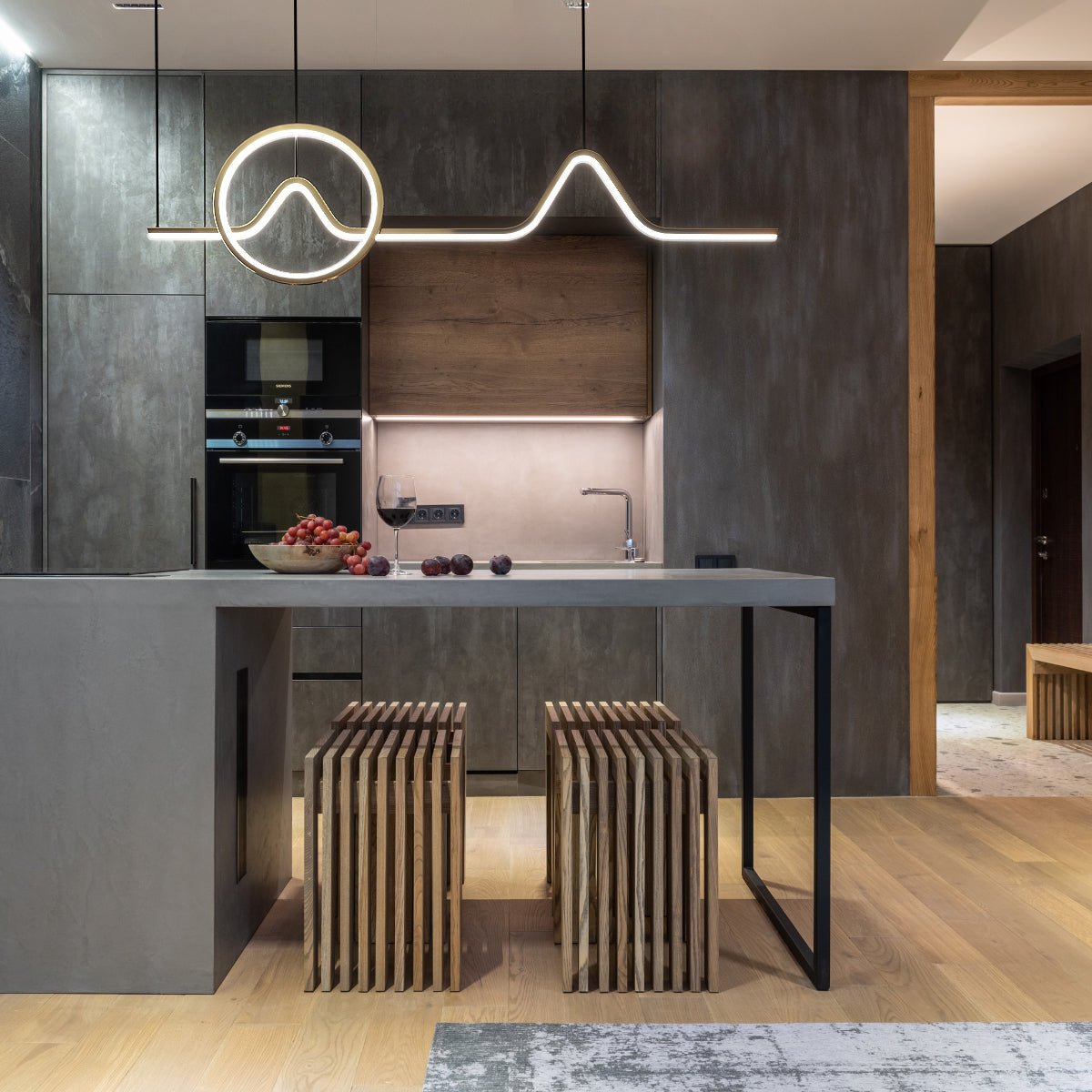 Saskia Kurven - Nordic Modern Minimalist Tube Circular Kitchen Island Dining Room Chandelier - Contempo.haus