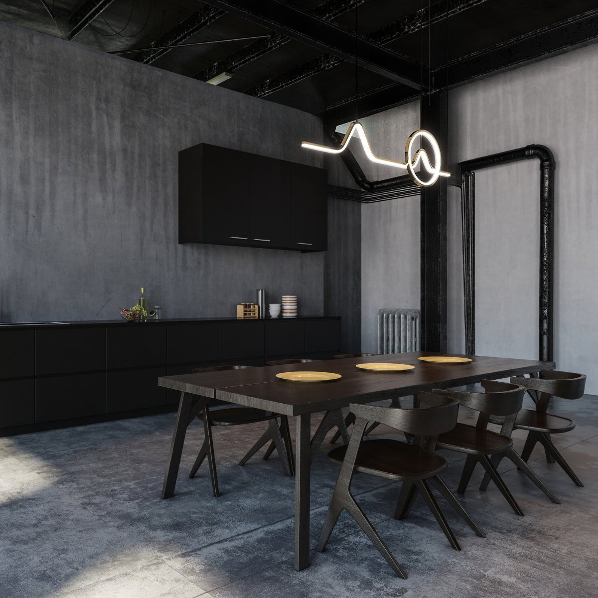 Saskia Kurven - Nordic Modern Minimalist Tube Circular Kitchen Island Dining Room Chandelier - Contempo.haus