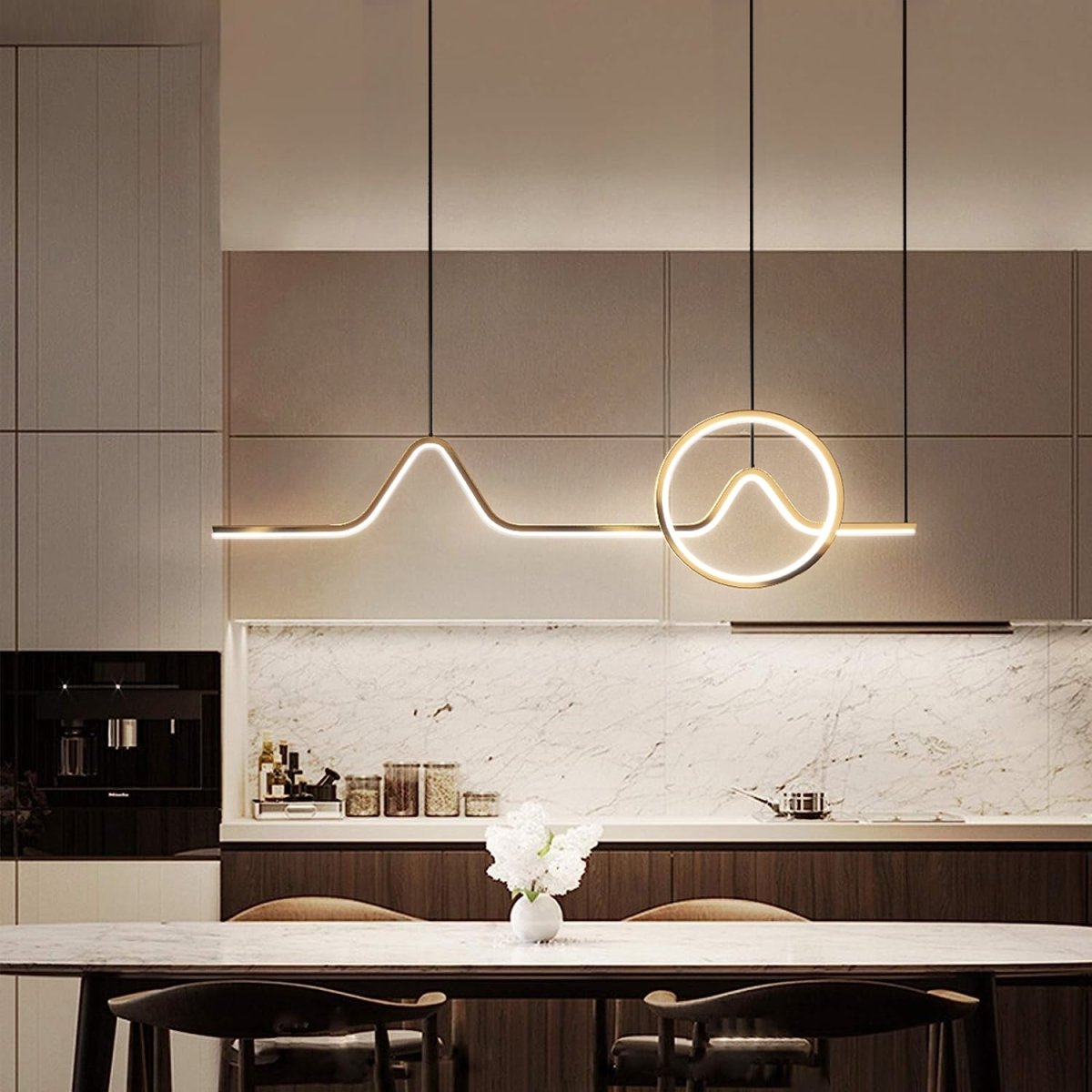 Saskia Kurven - Nordic Modern Minimalist Tube Circular Kitchen Island Dining Room Chandelier - Contempo.haus