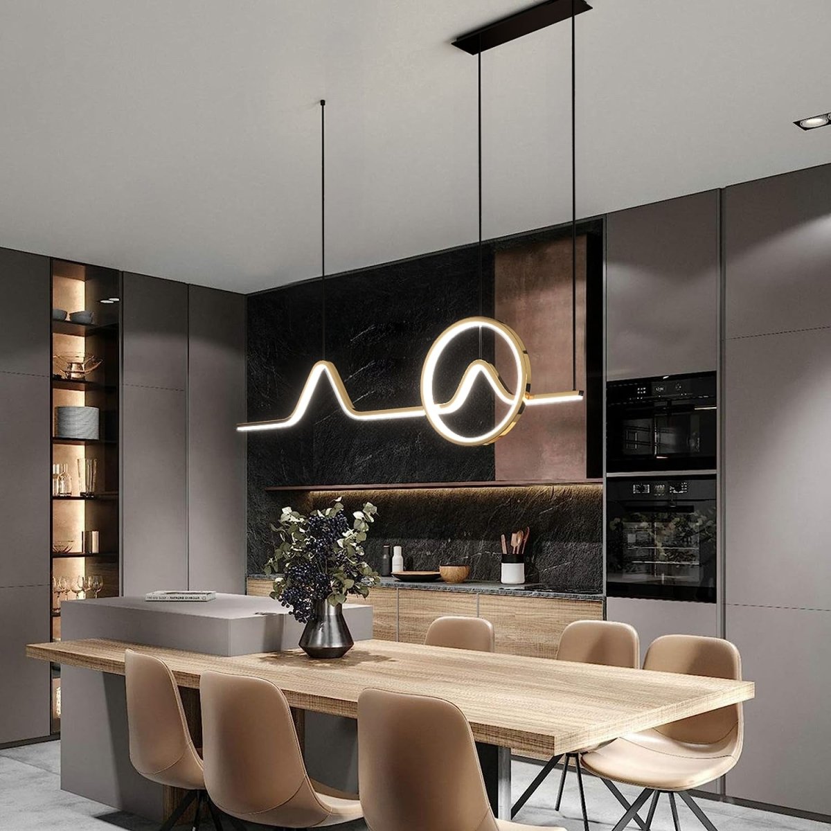 Saskia Kurven - Nordic Modern Minimalist Tube Circular Kitchen Island Dining Room Chandelier - Contempo.haus