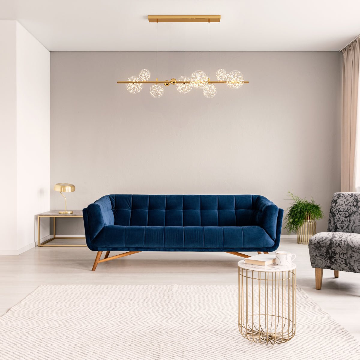 Thea Nutida - Nordic Modern Gold Glass Bulb Ceiling Light Chandelier - Contempo.haus