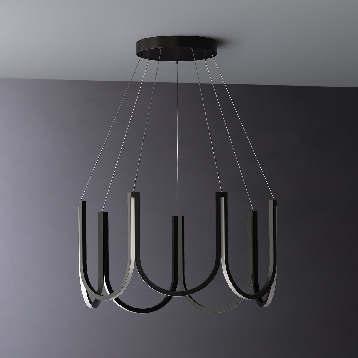 Urus licht - U-Shaped Black Metal Contemporary Chandalier Lighting - Contempo.haus