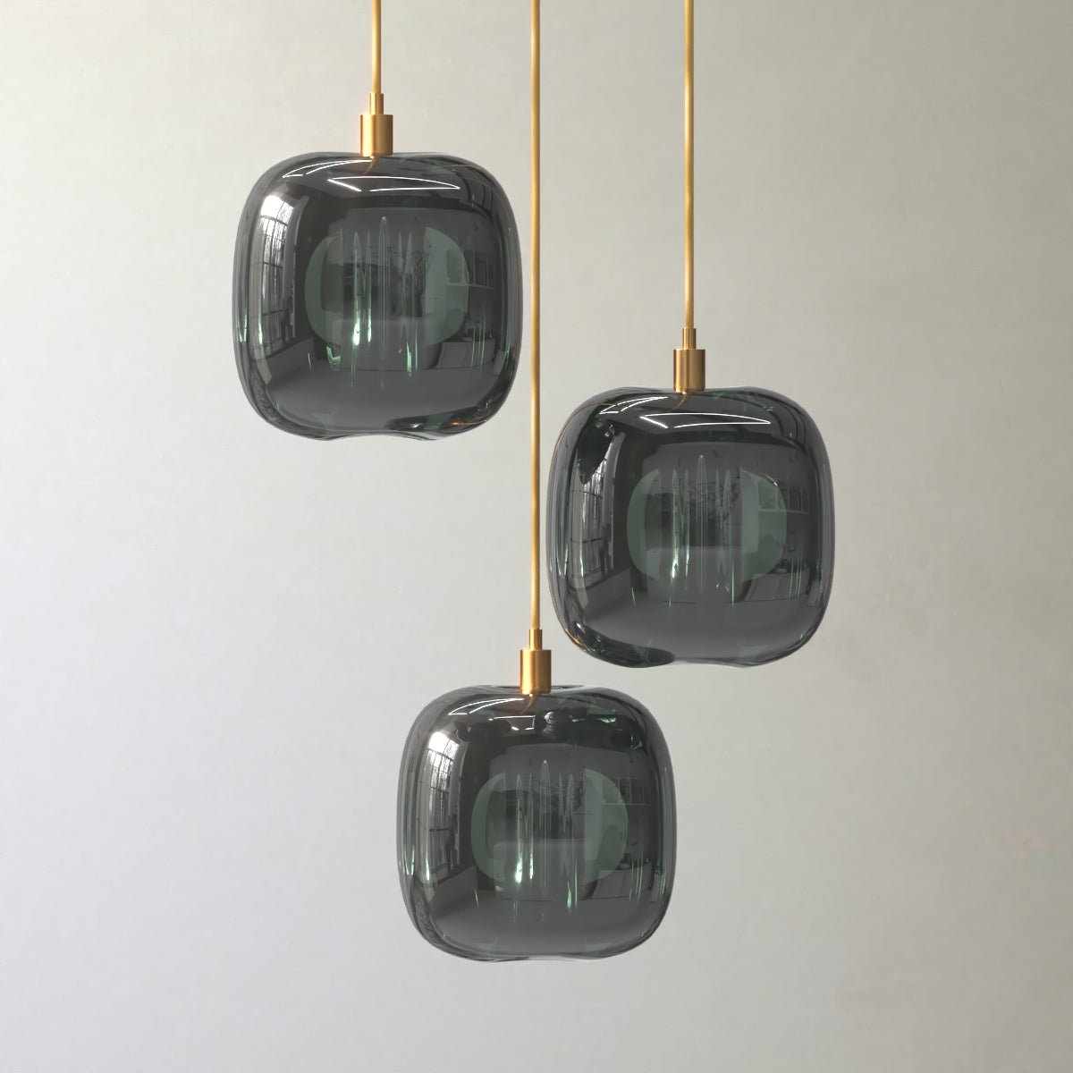 Viviana Verde - Pendant Light Emerald Green Transparent Glass Gold Finish - Contempo.haus