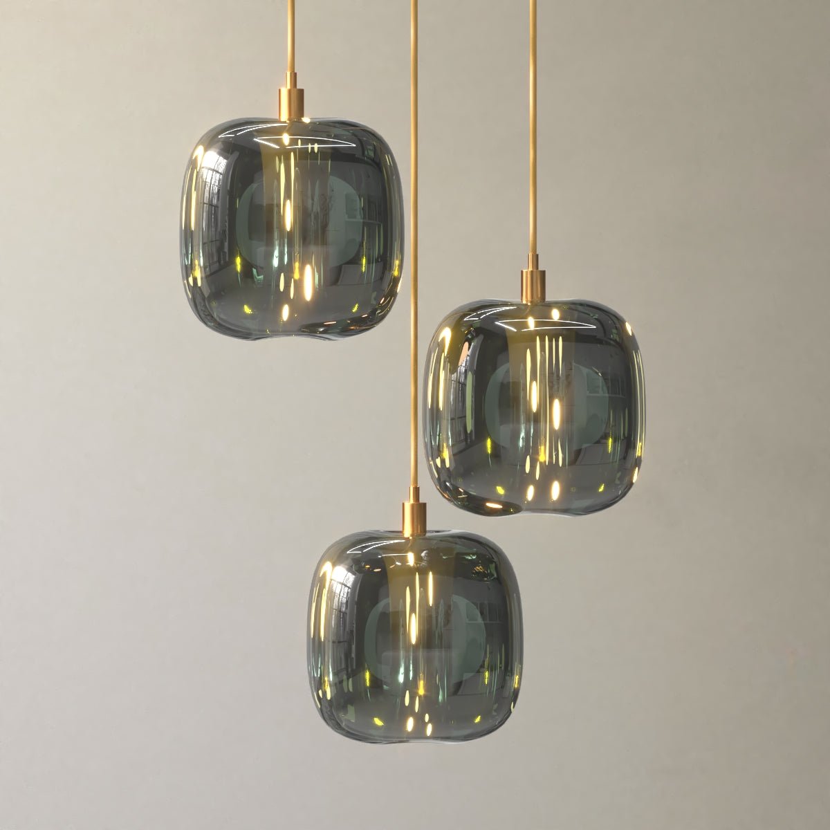 Viviana Verde - Pendant Light Emerald Green Transparent Glass Gold Finish - Contempo.haus